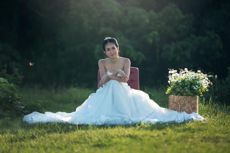 Bride in celestial wedding dress
