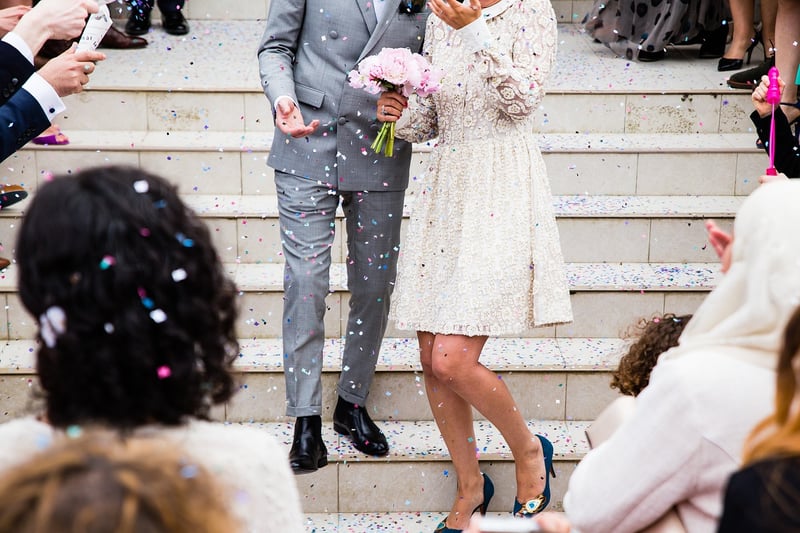 Guests in celestial wedding attire